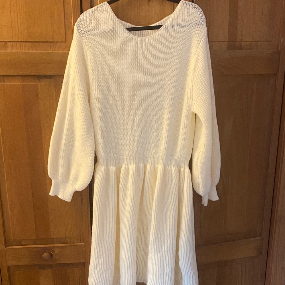 SHEIN Cream Long Sleeve Dress